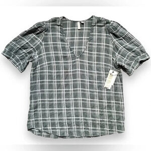 NWT Treasure & Bond Pearl Plaid Blouse